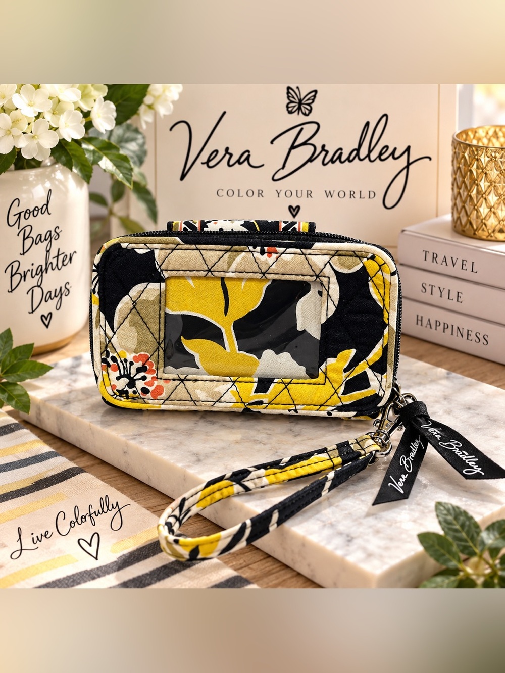 Vera Bradley Quilted Floral Wristlet Wallet – Like New
